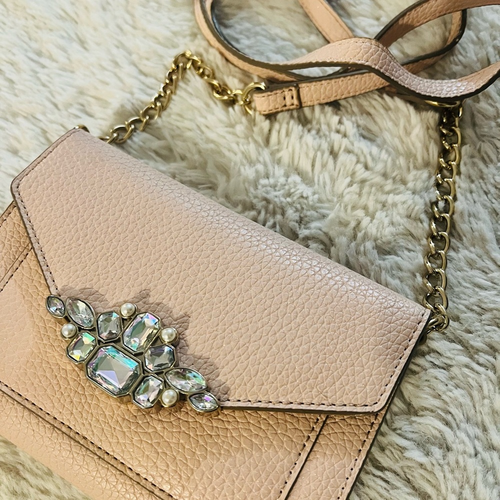 Elegant Pink Clutch/Crossbody with Jewel Accent - Picture 2 of 7